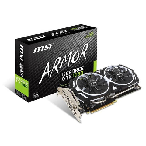 MSI NVIDIA GEFORCE GTX 1060 ARMOR OCV1 3G GDDR5 DVI-2HDMI-2DisplayPort PCI-Express Video Card