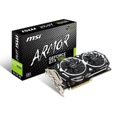 MSI NVIDIA GeForce GTX 1060 ARMOR OCV1 6G GDDR5 DVI-2HDMI-2DisplayPort PCI-Express Video Card