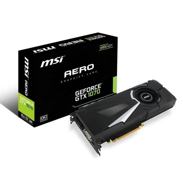 MSI NVIDIA GeForce GTX 1070 AERO OC 8GB GDDR5 DVI-HDMI-3DisplayPort PCI-Express Video Card