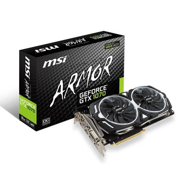 MSI NVIDIA GeForce GTX 1070 ARMOR OC 8GB GDDR5 DVI-HDMI-3DisplayPort PCI-Express Video Card