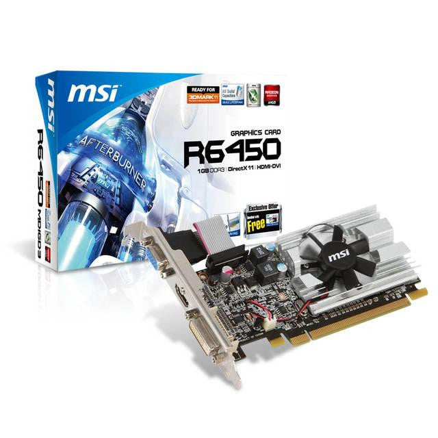 MSI AMD Radeon HD 6450 1GB GDDR3 VGA-DVI-HDMI Low Profile PCI-Express Video Card