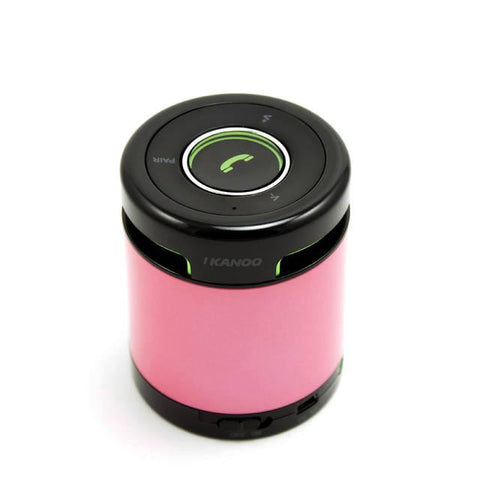 iKANOO BT012 Wireless Bluetooth-Wired 3.5mm Portable Speaker w- Microphone & Volume Control (Pink)