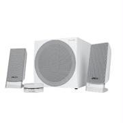 Microlab FC20 Wired 3.5mm-40 Watt-2.1 Channel Stereo Speaker w- Digital Signal Processor (DSP) and Rotating RF Remote Control (White)