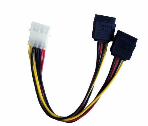 iMicro POWSATA-Y-1 6 inch 4Pin Molex Male to 2x SATA Female Power Splitter Cable