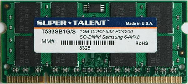 Super Talent DDR2-533 SODIMM 1GB-64x8 Samsung Chip Notebook Memory