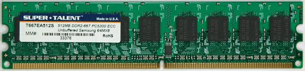 Super Talent DDR2-667 512MB-64x8 ECC Samsung Chip Server Memory