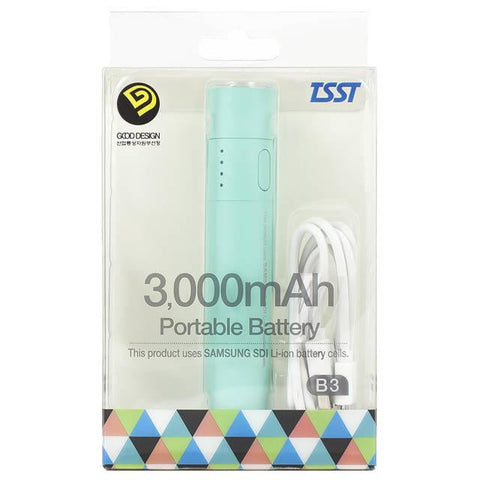 TSST TB030NA-USMT Portable Power Bank Battery w- Detachable Flashlight (Fresh Mint)