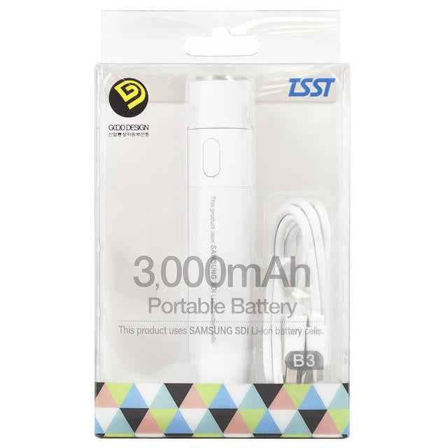 TSST TB030NA-USWT Portable Power Bank Battery w- Detachable Flashlight (White)