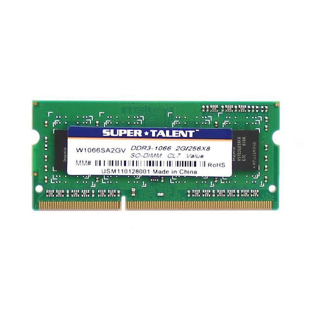 Super Talent DDR3-1066 SODIMM 2GB-256x8 Notebook Memory