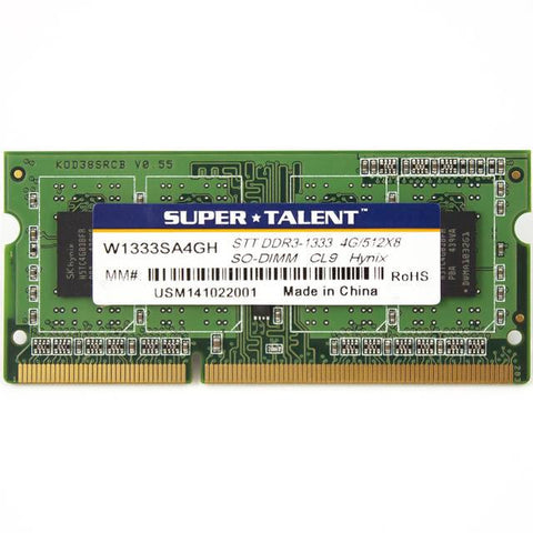 Super Talent DDR3-1333 SODIMM 4GB-512Mx8 CL9 Hynix Chip Notebook Memory