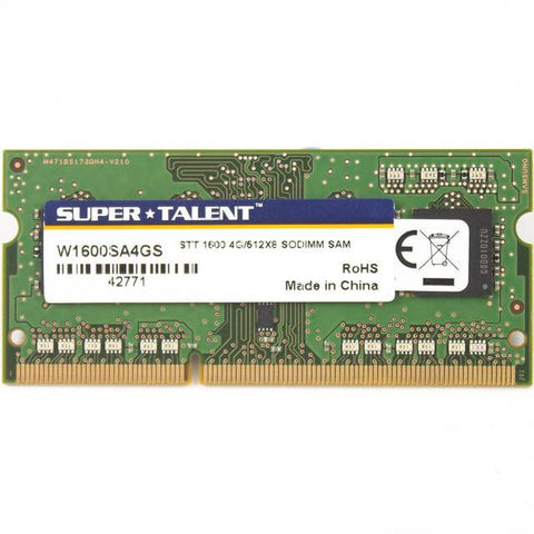 Super Talent DDR3-1600 SODIMM 4GB-512Mx8 CL11 Samsung Chip Notebook Memory