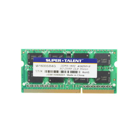 Super Talent DDR3-1600 SODIMM 4GB-256x8 Notebook Memory