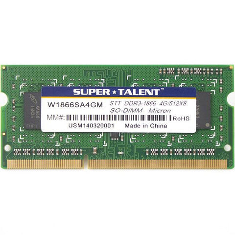 Super Talent DDR3-1866 SODIMM 4GB-512Mx8 Micron Chip CL13 Notebook Memory