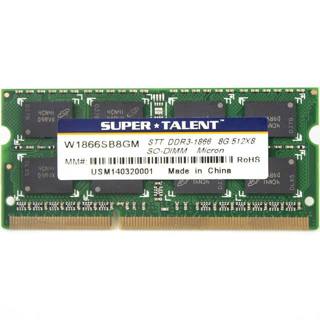 Super Talent DDR3-1866 SODIMM 8GB-512Mx8 Micron Chip CL13 Notebook Memory